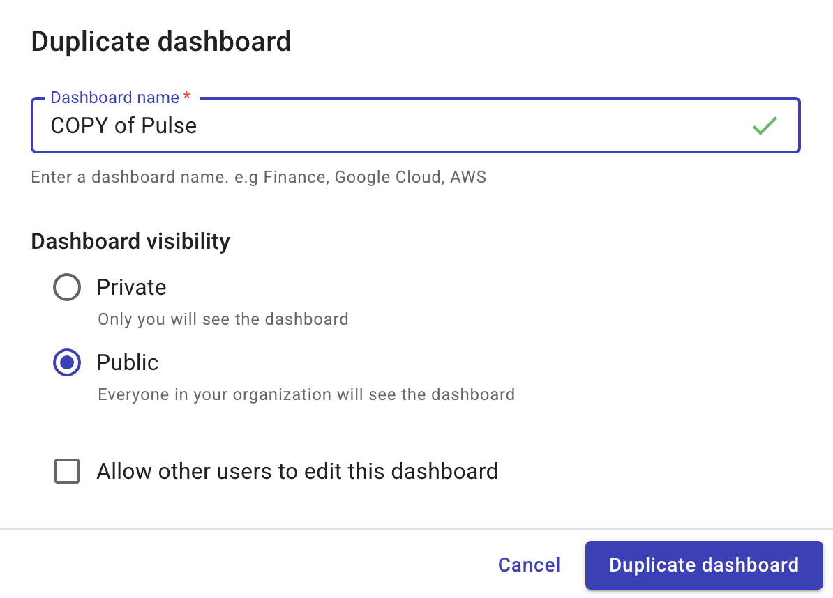 Create a new dashboard