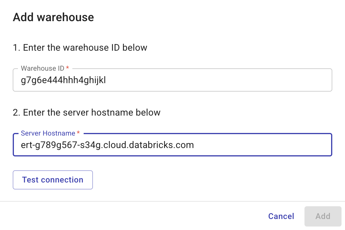 Add your Databricks warehouses