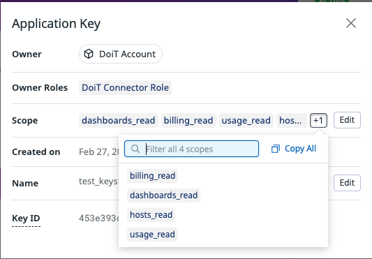 Datadog connection custom role