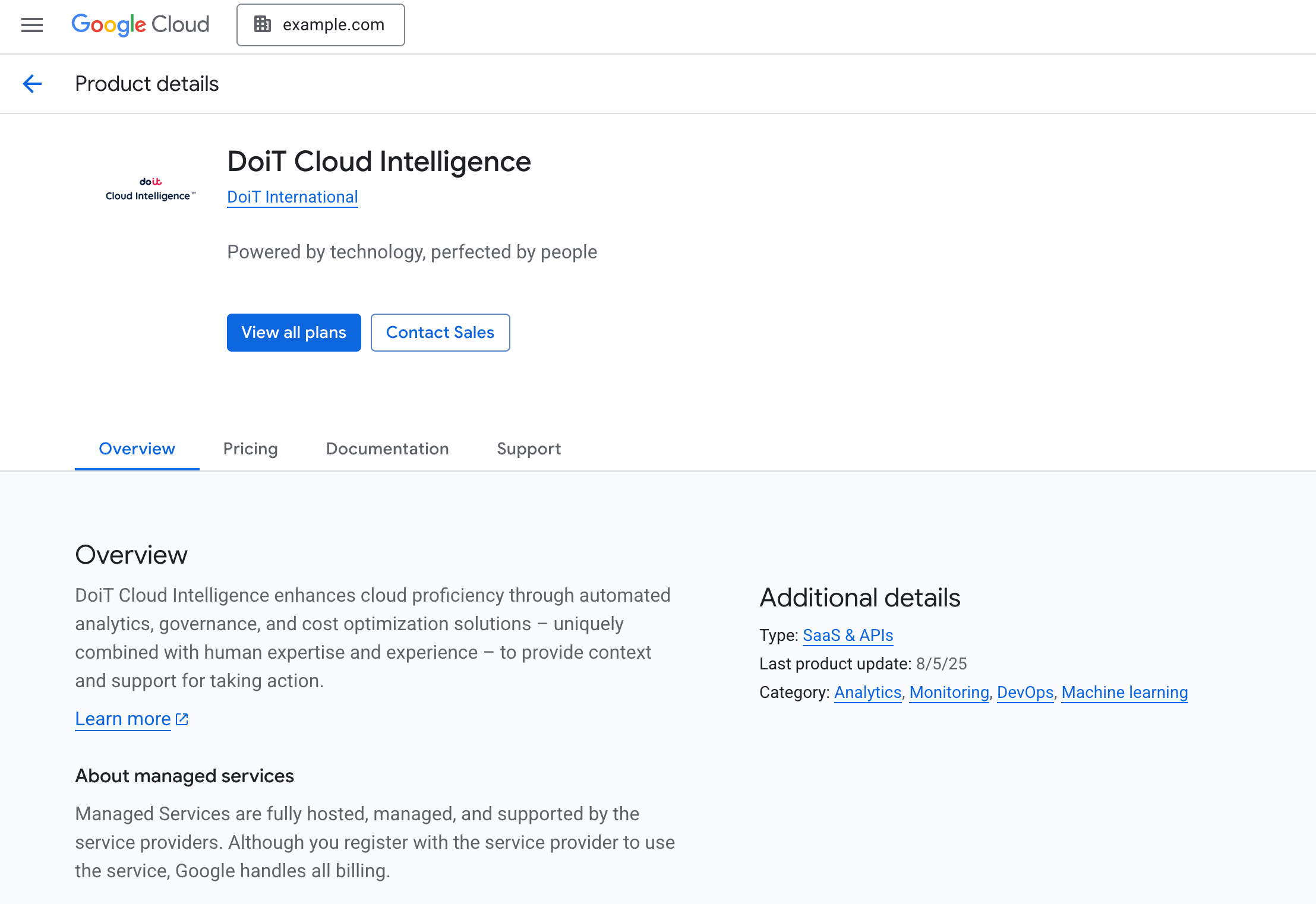 DCI Marketplace listing
