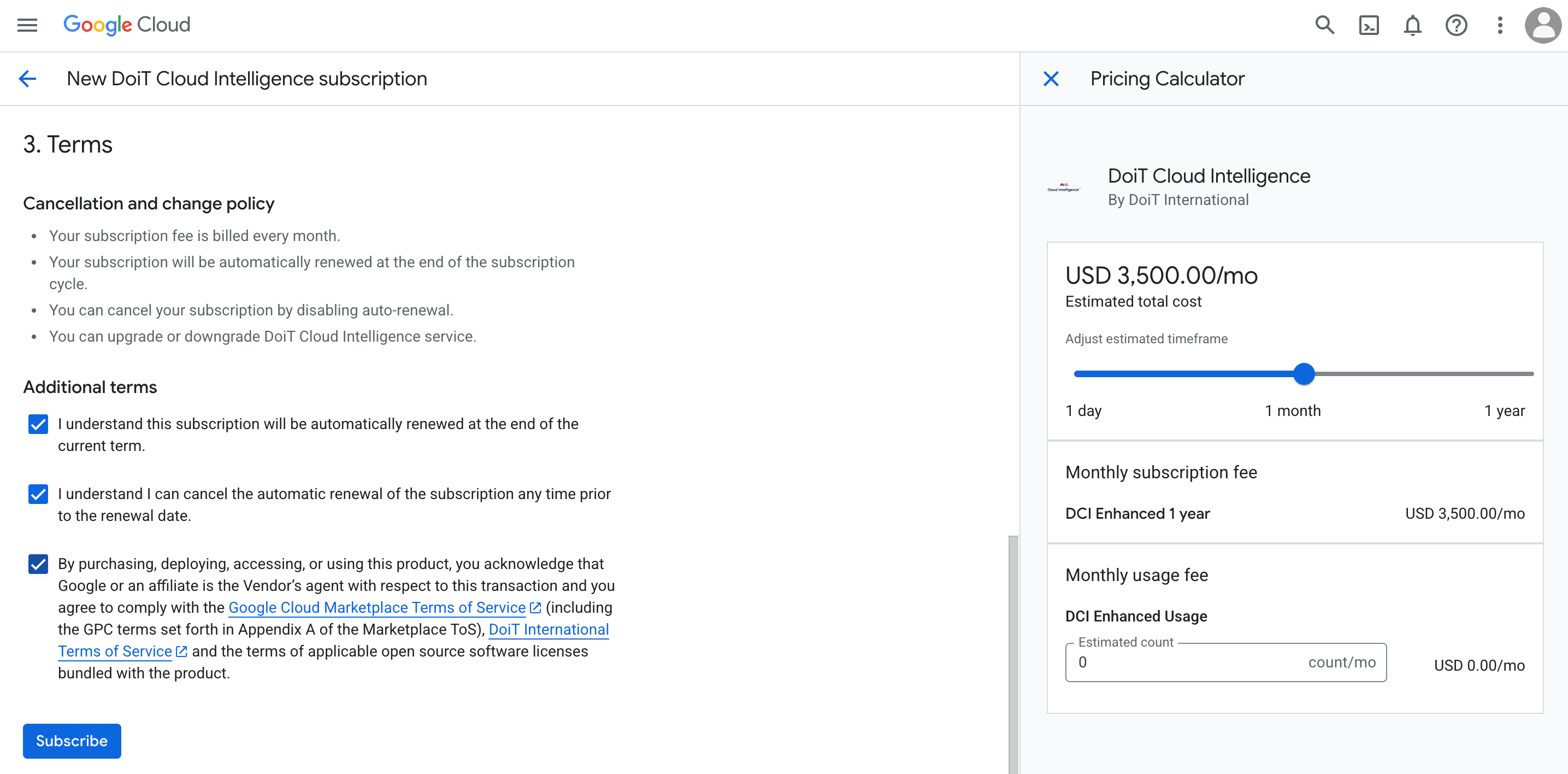 DCI Marketplace order terms