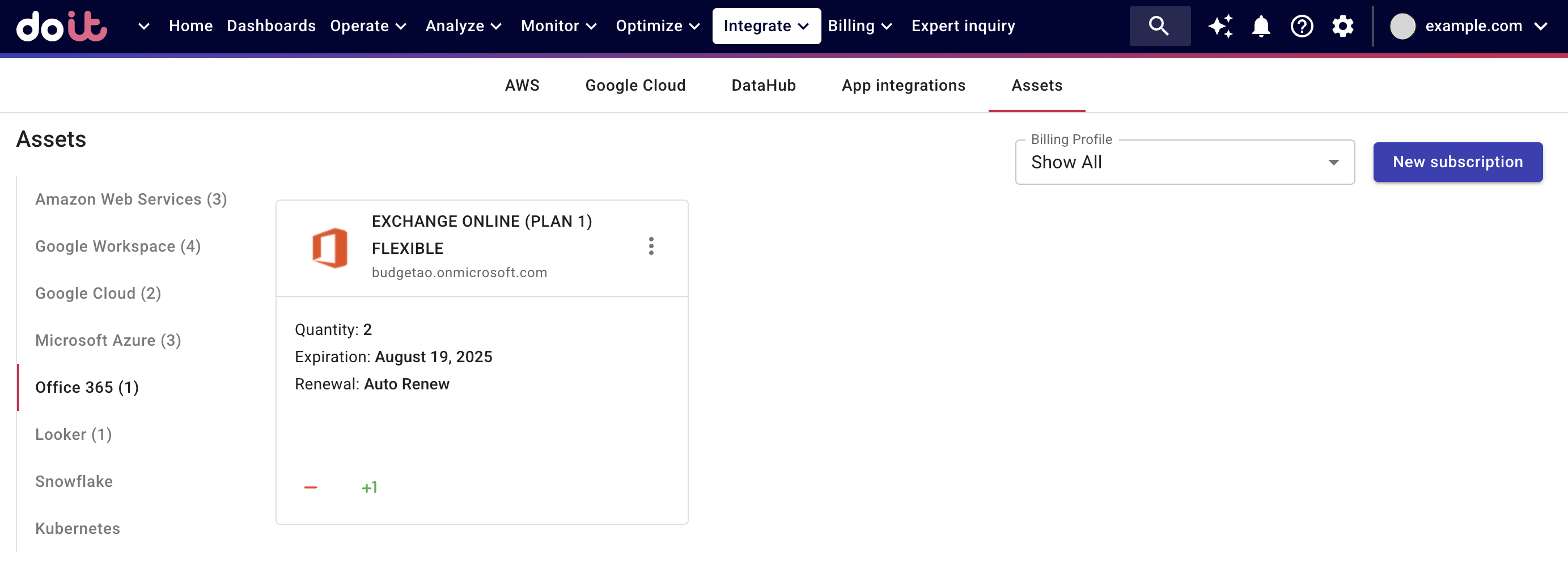 The Looker assets page