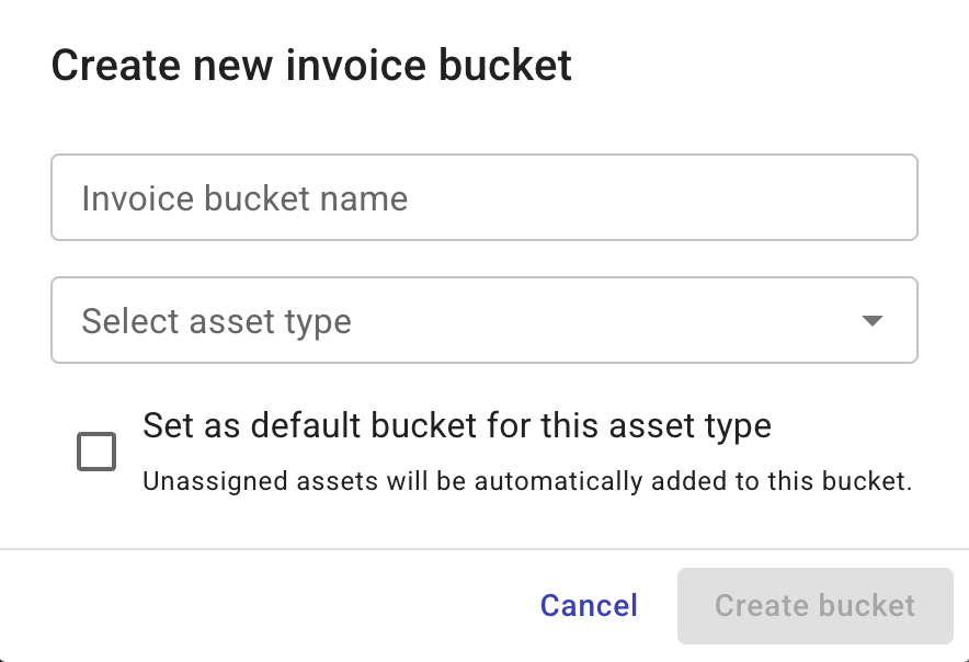 Create new invoice bucket