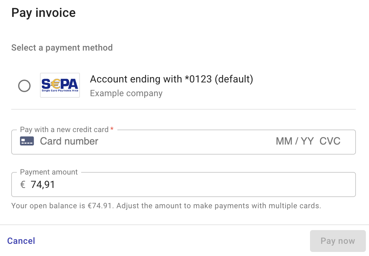Pay Invoice dialog.