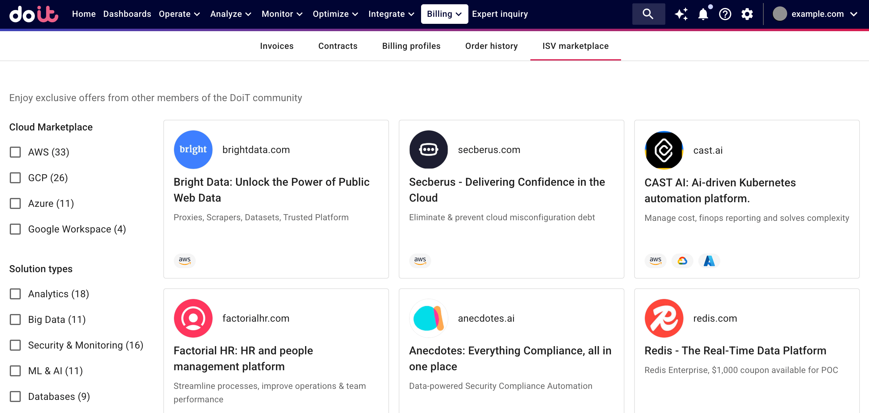 The ISV solutions page