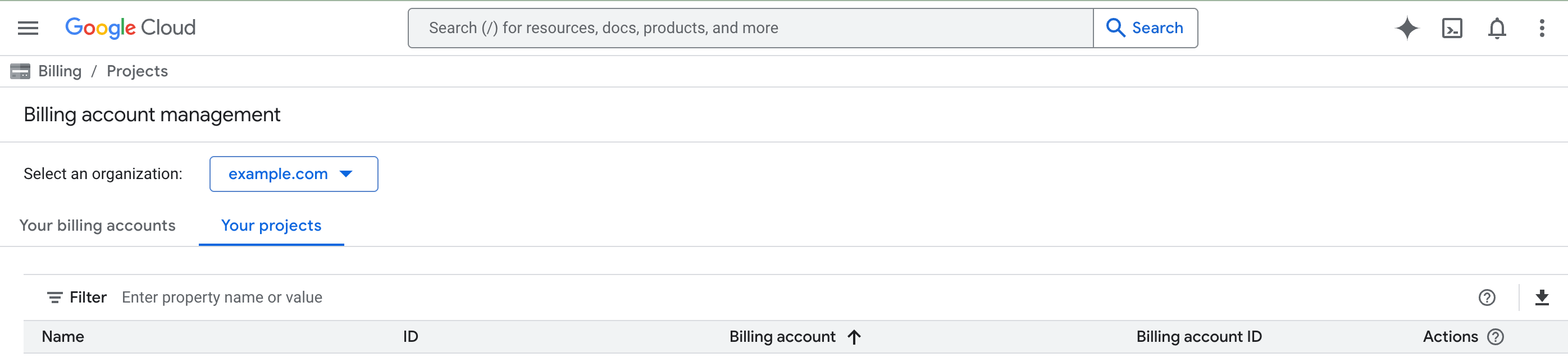 Google Cloud Billing account management.