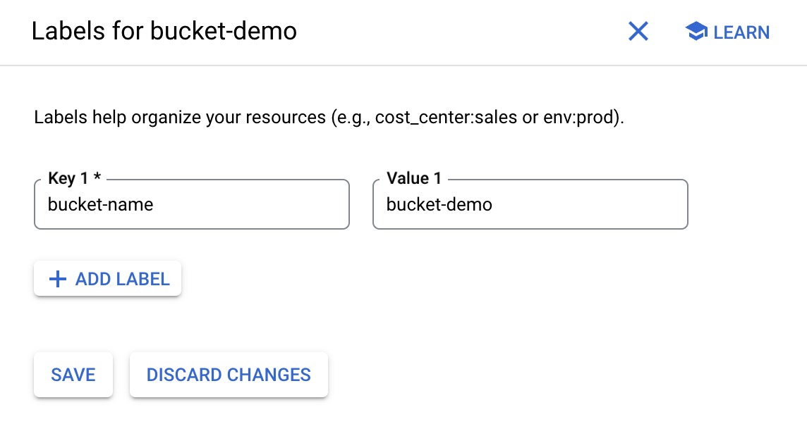Label a Google Cloud Storage bucket