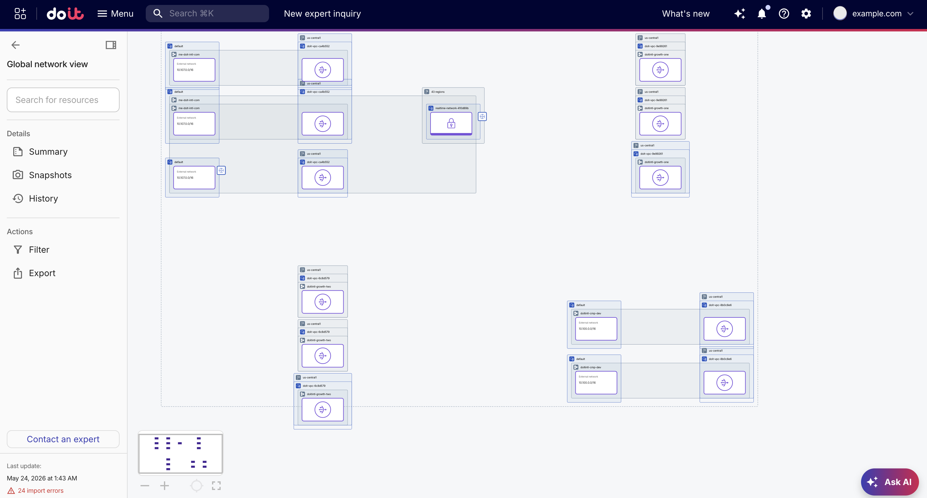 View network layer sidebar