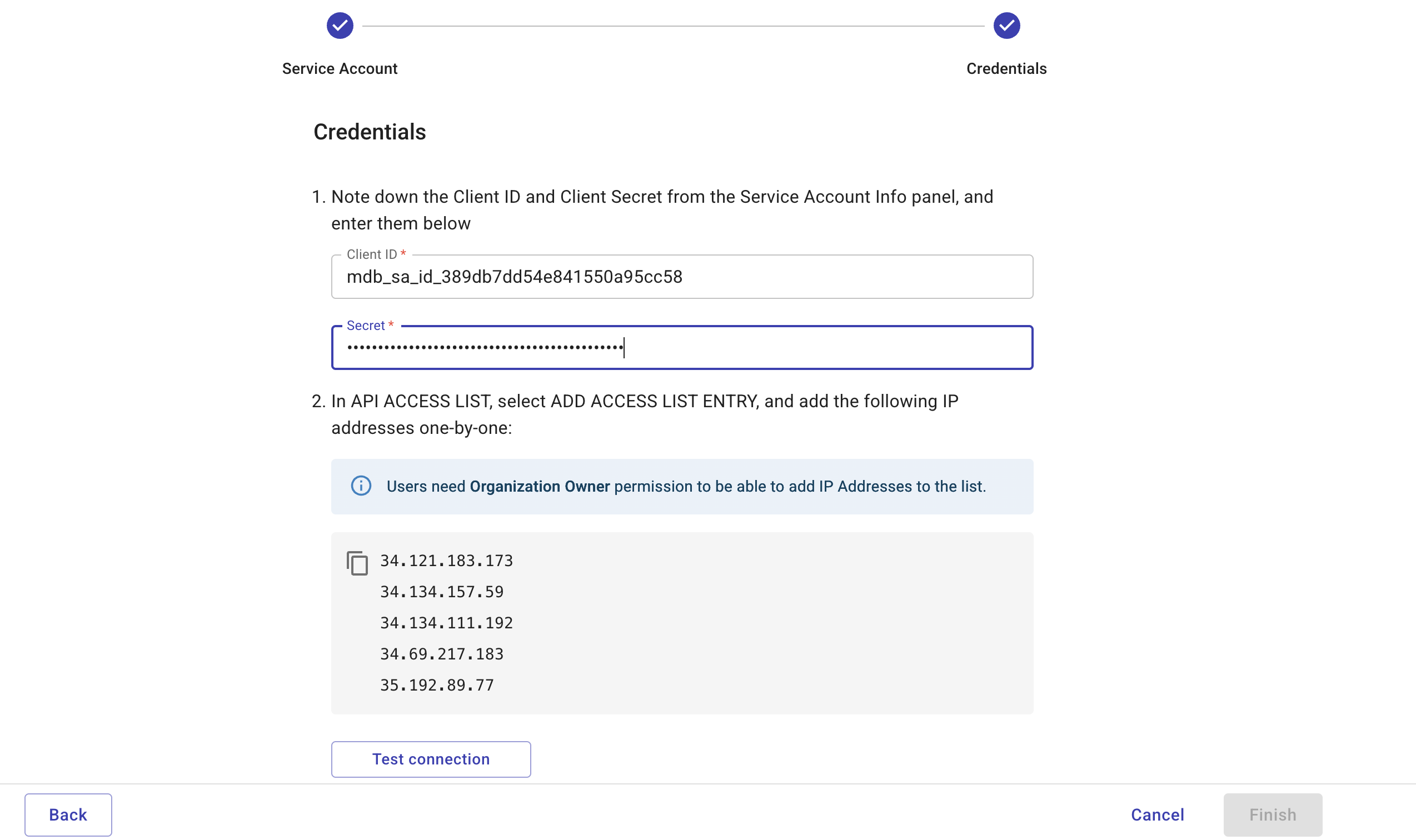 MongoDB onboard credentials