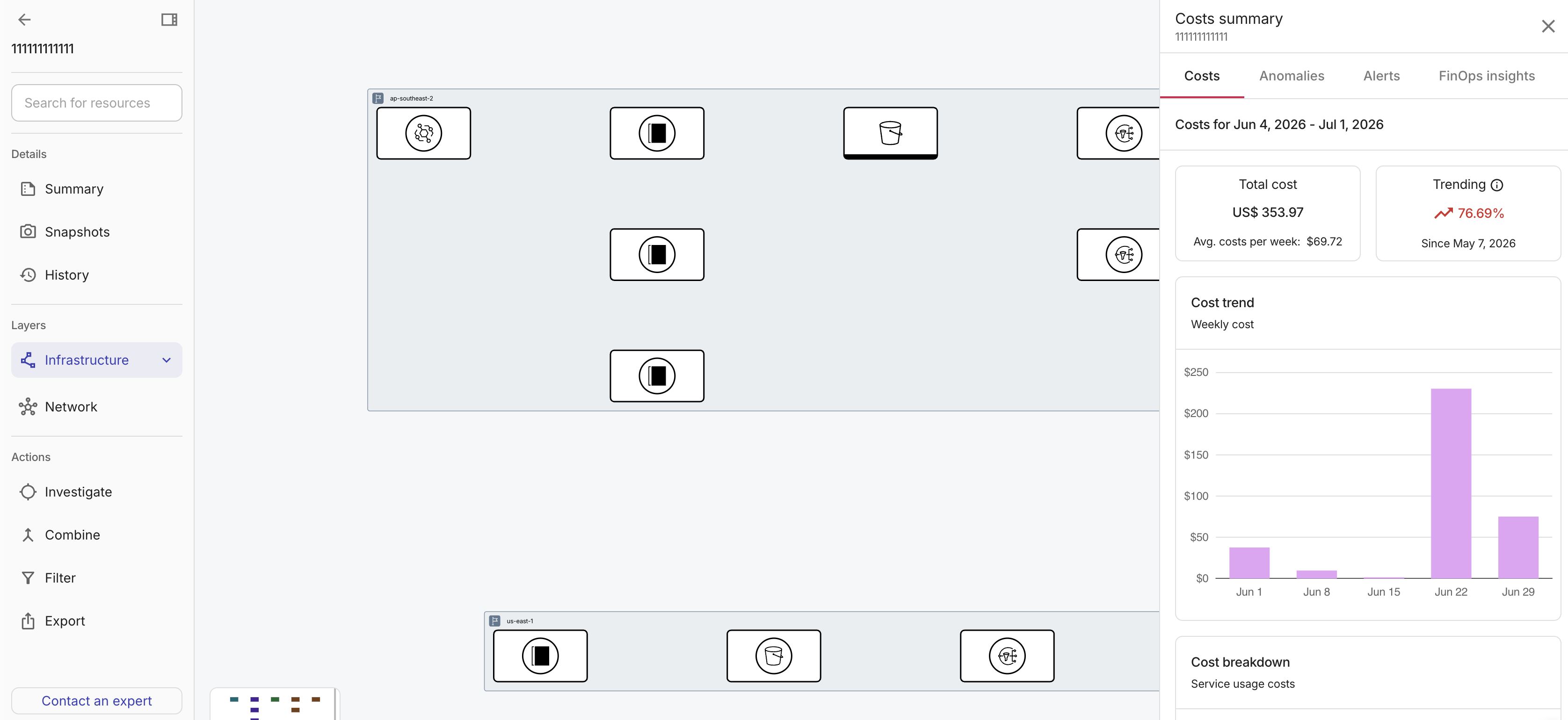 Navigate to Cloud Diagrams from a cost anomaly