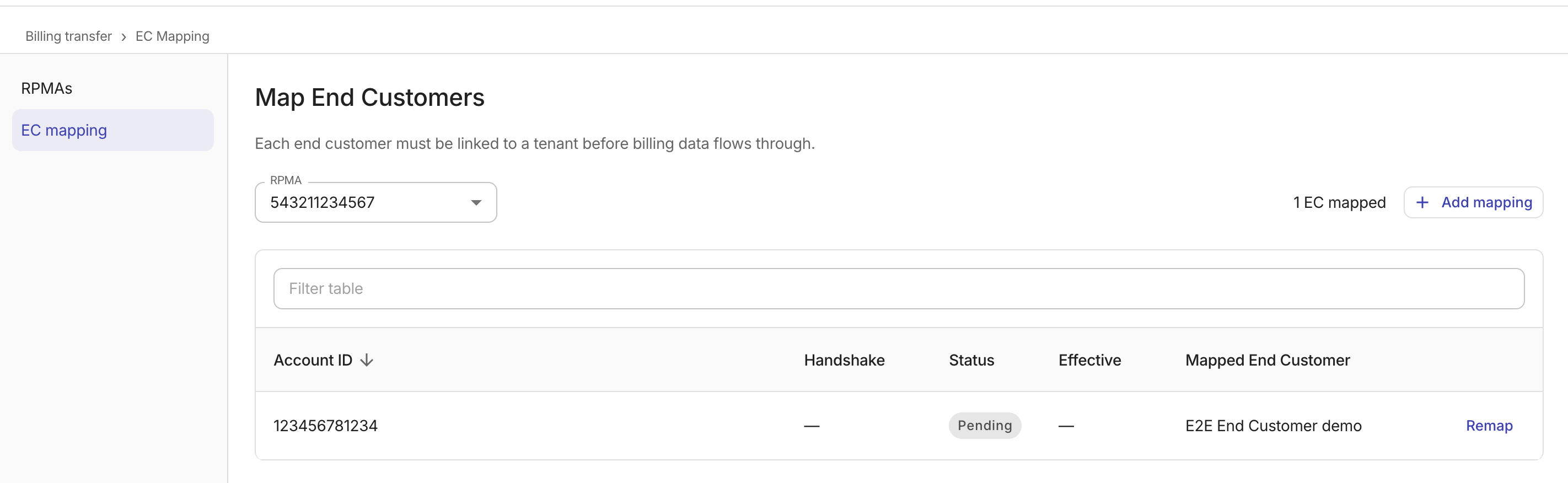 AWS Transfer Billing: Reseller - EC mapping