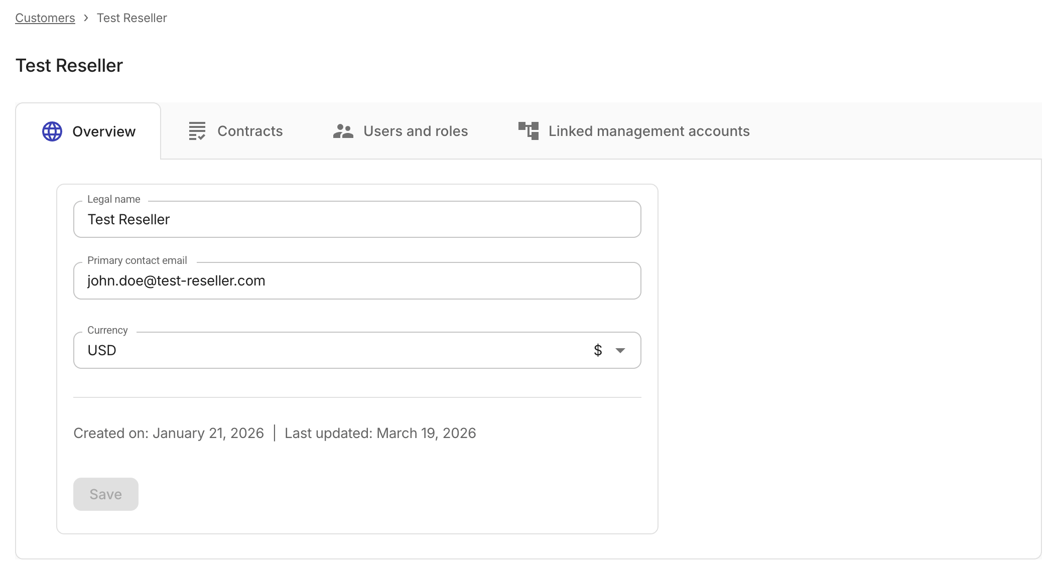 Customer - Overview tab.