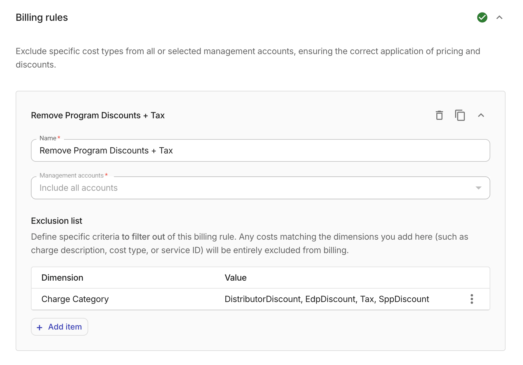 Tier-1 contract - billing rule
