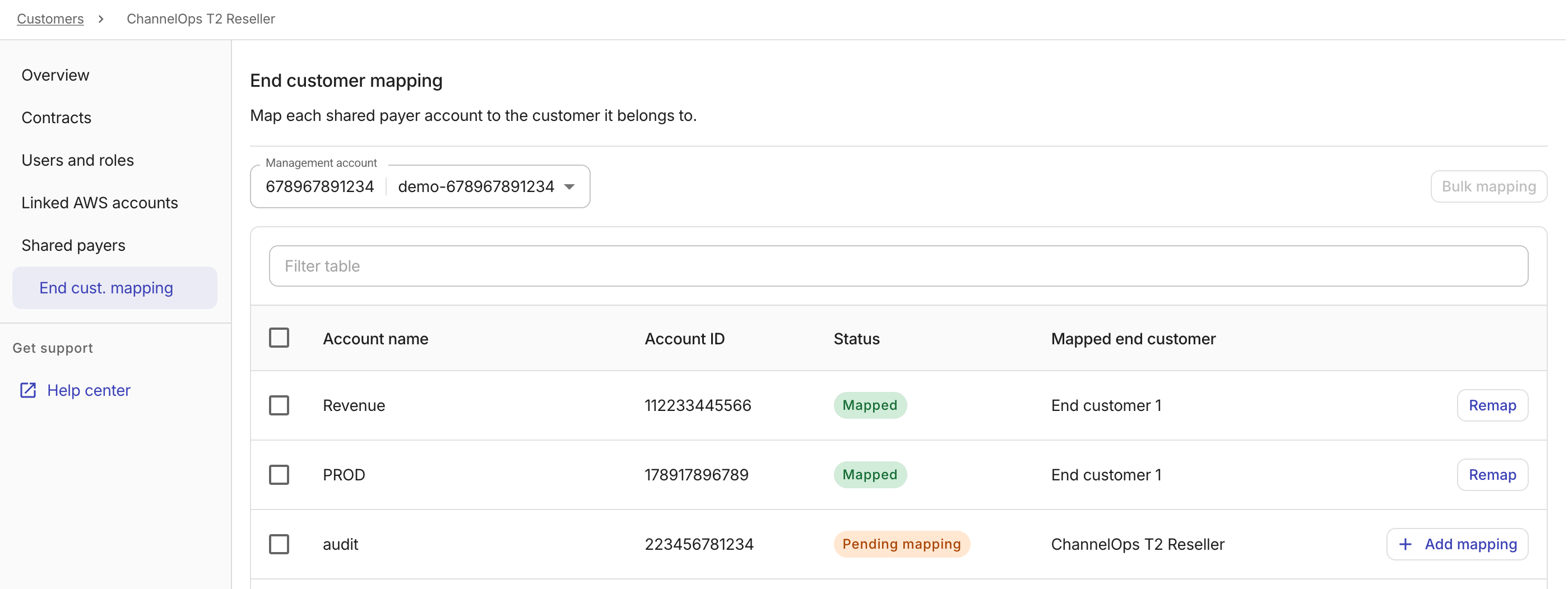 Customers - End cust. mapping