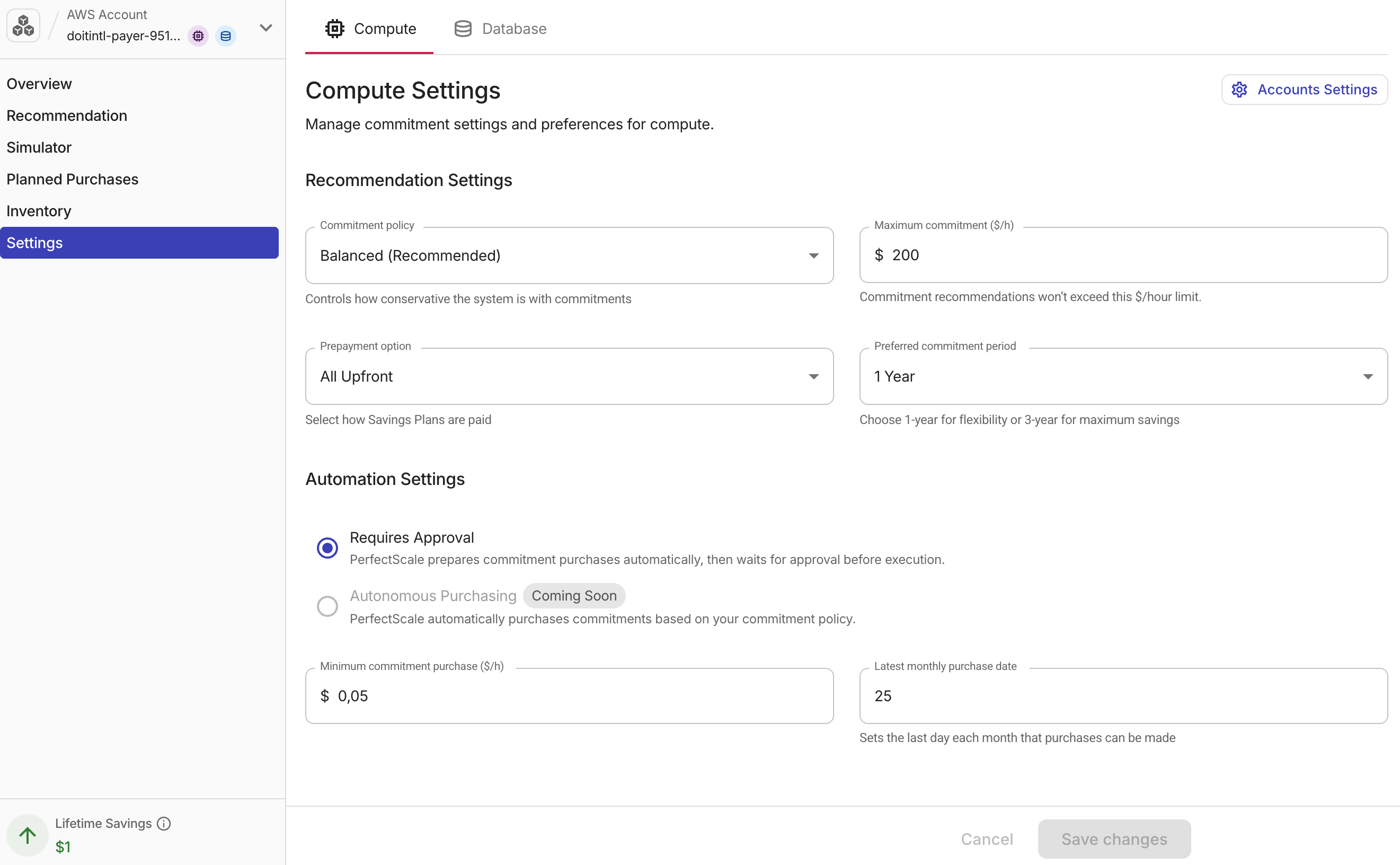 Settings tab