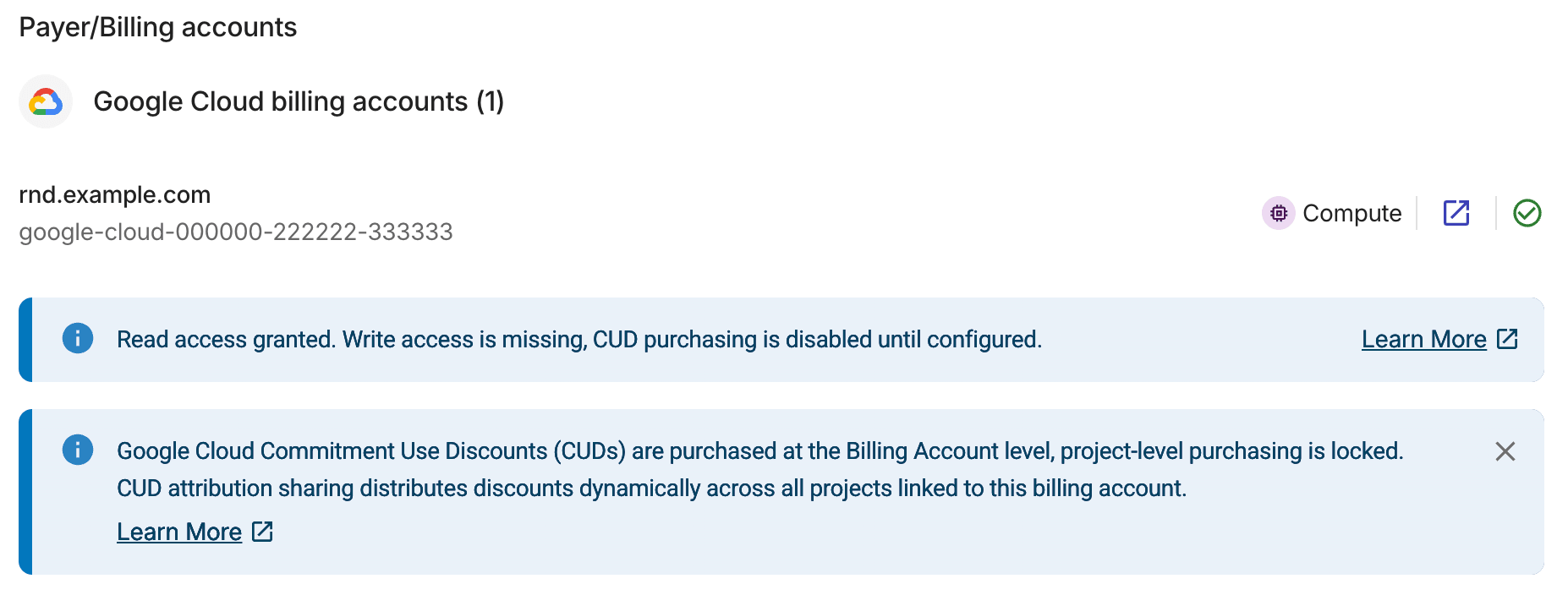 GCP billing accounts
