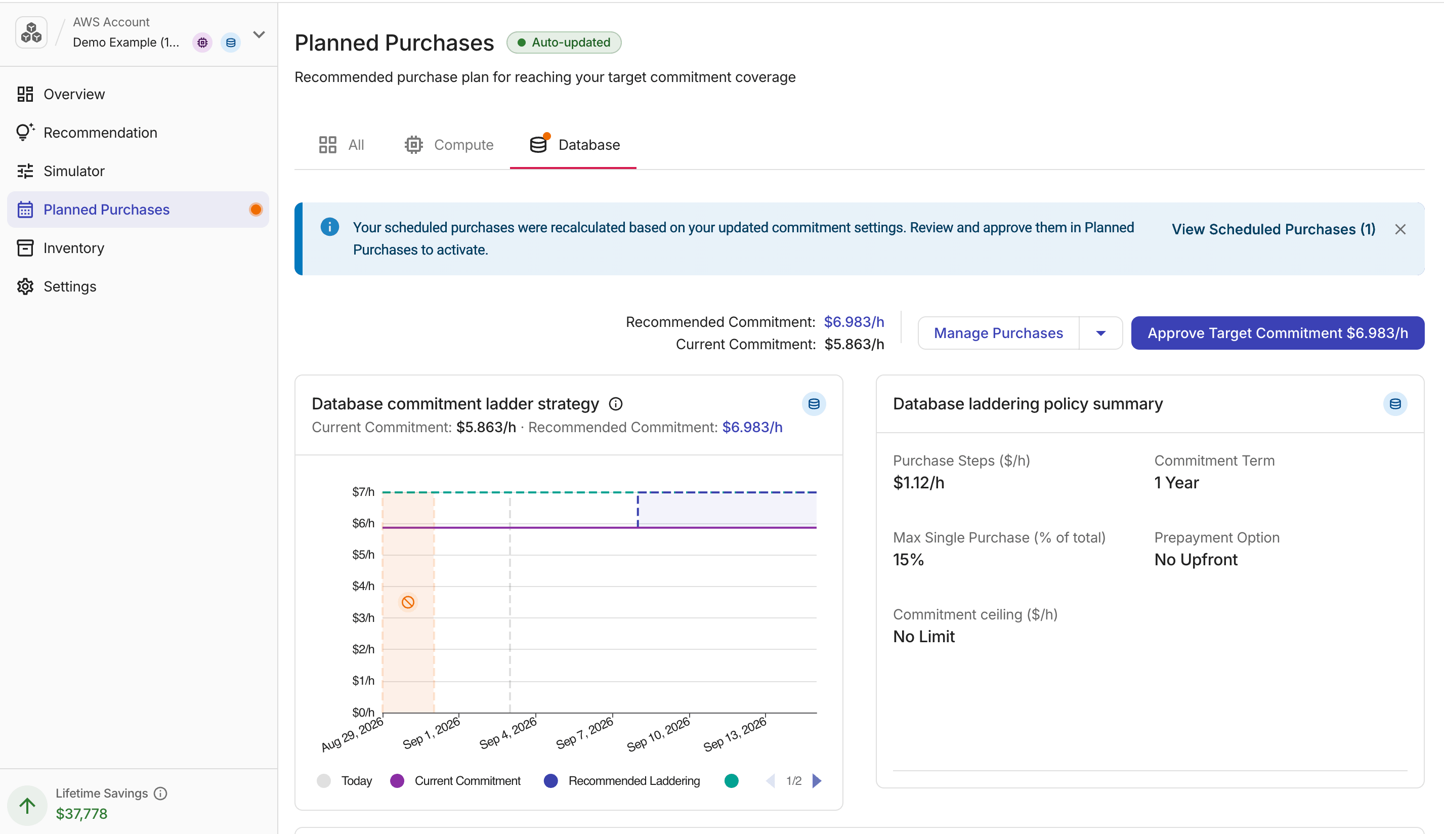 Planned Purchases tab - Ladder